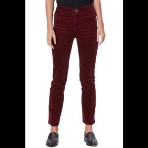 PAIGE Burgundy Hoxton Slim Corduroy Jeans. Size 23